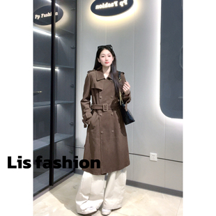 头层真皮皮衣女牛皮磨砂反绒面经典风衣中长款修身秋季真皮外套