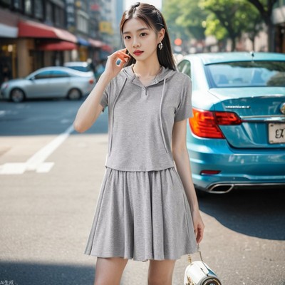 夏装穿搭整套矮小个子显高洋气减龄运动套装慵懒风裙裤时尚