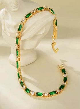 跨境锆石微镶手链ins轻奢复古气质手环小众高级感百搭手饰批发女