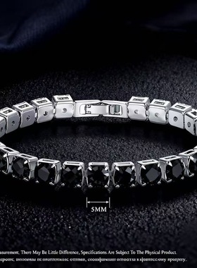 跨境欧美镶嵌钻石超闪男女式气质网球手链白水晶手串电镀铜材链条