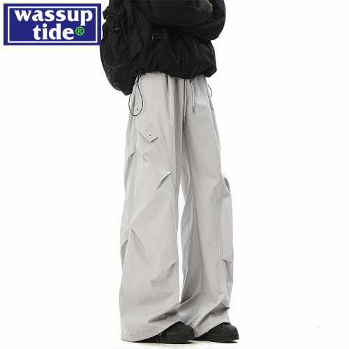 wassup tide山系户外冲锋工装裤男款夏季薄款直筒宽松伞兵长裤子