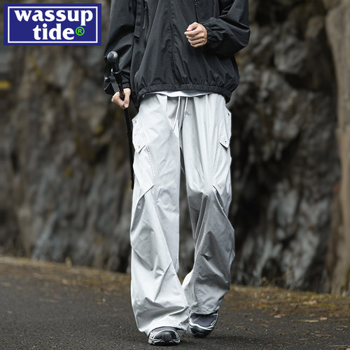 wassup tide美式户外伞兵工装裤男款夏季薄款直筒宽松冲锋长裤子