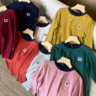 纯棉磨毛珠地网眼儿童长袖T恤春秋冬修身打底衫男童女孩圆领上衣