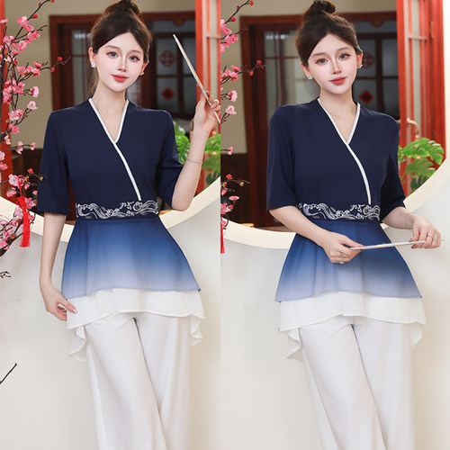美容院工作服女夏SPA养生馆套装