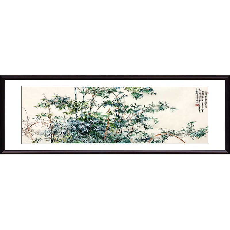 苏绣成品挂画竹报平安中式古典现代客厅书房卧室纯手工刺绣装饰画图片