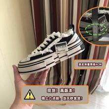 吴建豪帆布鞋同款乞丐鞋女夏季情侣休闲黑色厚底增高小众ins潮鞋
