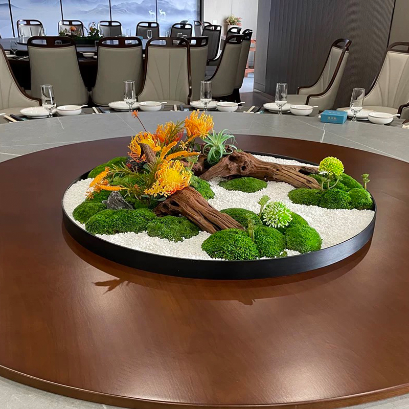新款新中式餐桌桌花大圆桌摆花酒店餐厅桌面大转盘装饰摆件圆桌花