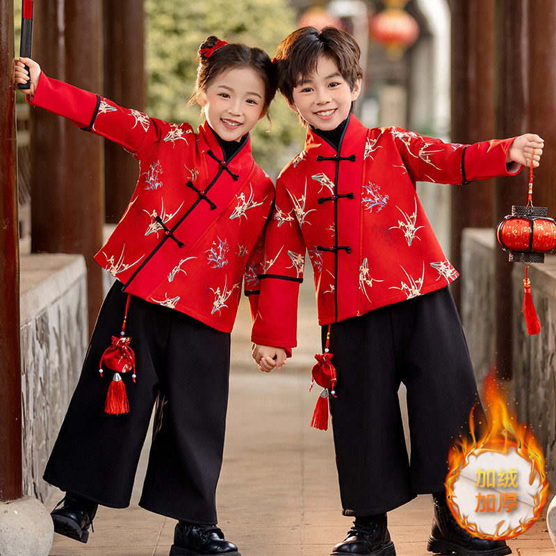 男童拜年服唐装套装女童汉服新年加厚宝宝周岁礼服冬装圣诞表演服,童装/婴儿装/亲子装,汉服,淘宝优惠券,粉丝福利购,淘宝优惠卷