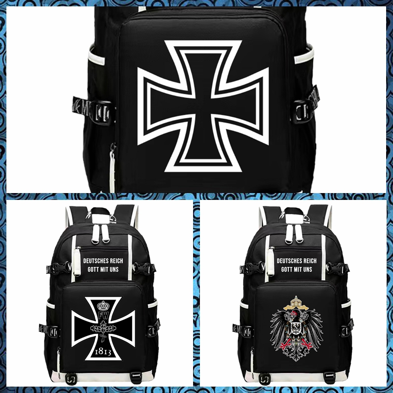 德意志第二帝国十字勋章普鲁士德国男书包女青少年双肩背包大容量
