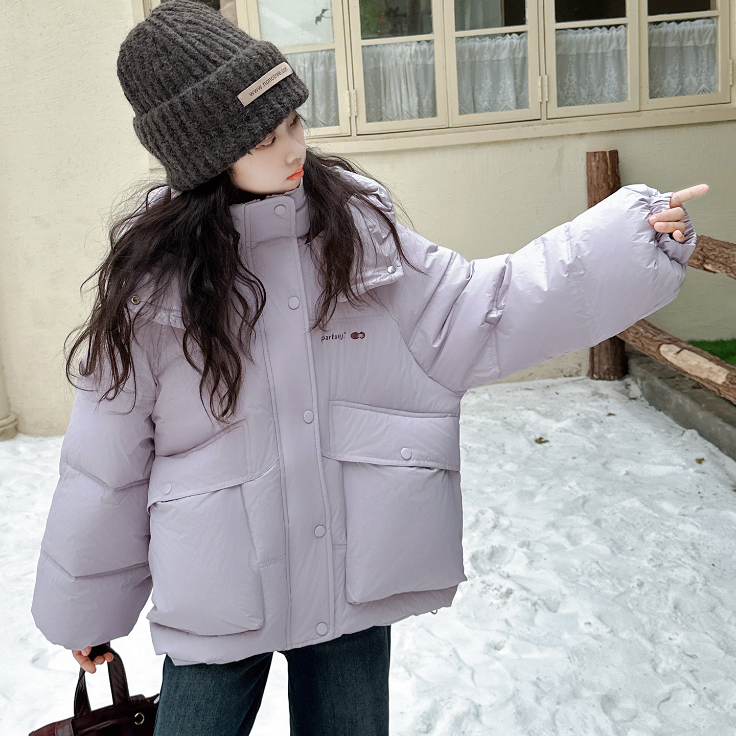 女童棉服2025新款洋气儿童冬装加厚外套中大童装女孩冬季中长棉袄