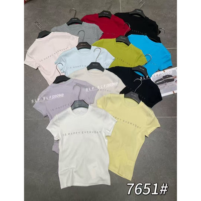 3.30姗姗推荐 2026广州欧货春夏季新款韩版字母显瘦百搭短袖8018