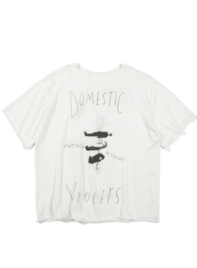 TZ killer Drummer鼓手印花 廓形短宽 软糯舒适 做旧卷边短袖T恤