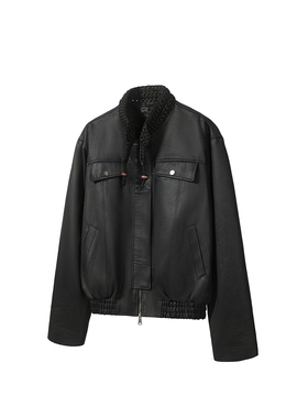 TZ killer Knitted Collar 编织领机车皮衣 洗水机车立领夹克上衣