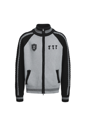 TZ killer “雾青撞灰”撞色徽章立领毛衣外套 撞色开衫宽松百搭