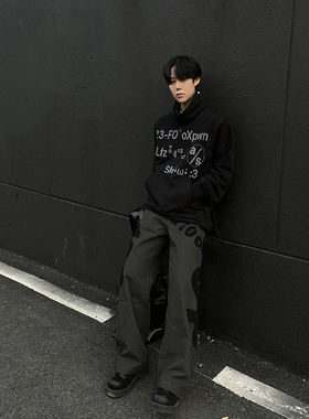 【TZ killer】Slogan 立领堆积感宽松百搭印花长袖卫衣 男女秋冬