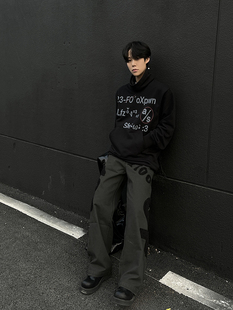 【TZ killer】Slogan 立领堆积感宽松百搭印花长袖卫衣 男女秋冬