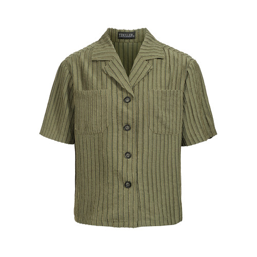 【TZ killer】Striped textured shirt 条纹肌理短袖衬衫