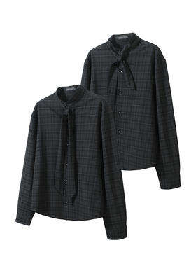 TZ killer Bandana Collar 方巾领衬衫 调节多穿法 格子长袖衬衫