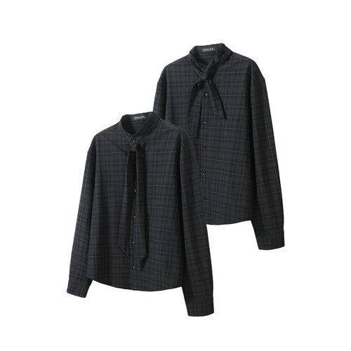 TZ killer Bandana Collar 方巾领衬衫 调节多穿法 格子长袖衬衫