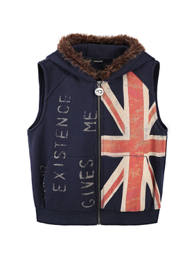 TZ killer 毛边连帽印花马甲 拉链开衫无袖美式做旧背心外套男女