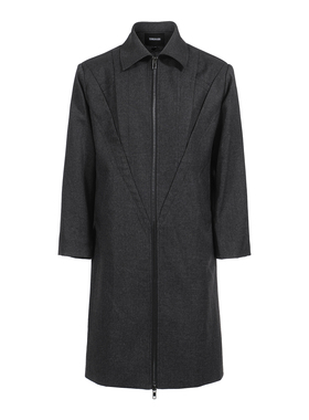 【TZ killer】Simple Overcoat黑灰拉链开衫宽松百搭西装大衣外套