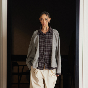 TZ killer LayeredSplicing老钱长袖衬衫 撞色层次感拼接格子上衣