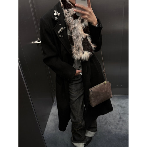 属扣大衣毛呢外套秋冬