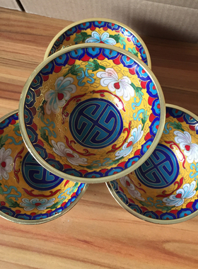 纯铜供水碗景泰蓝八吉祥