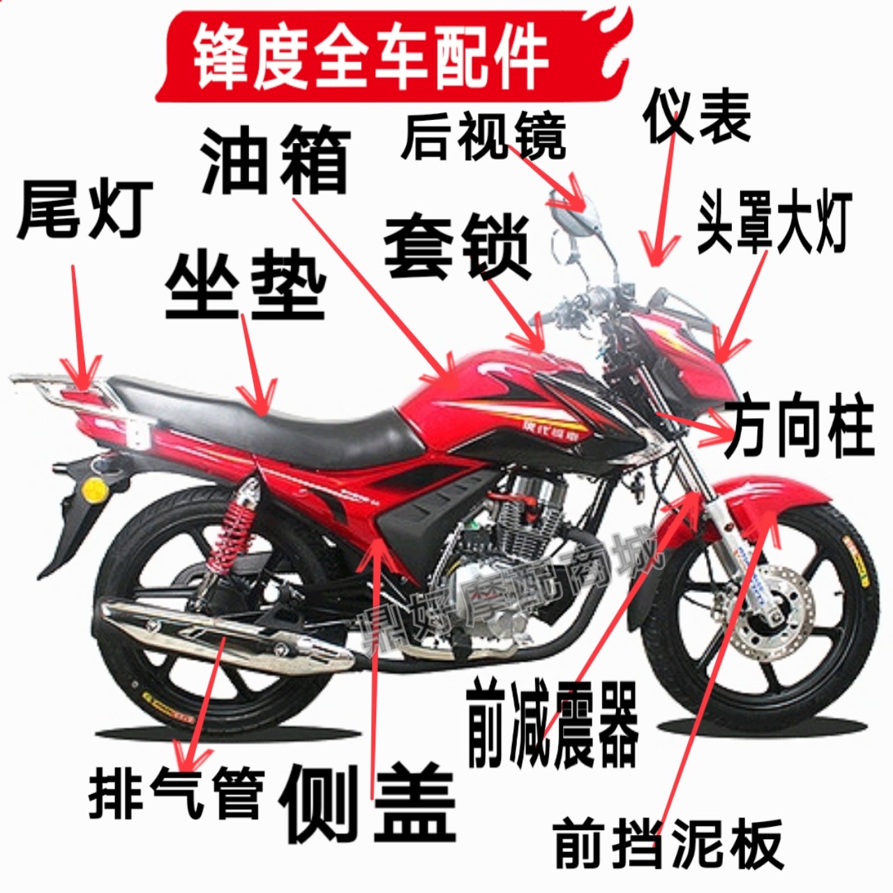 现代豪达摩托车HD150-8A锋度油箱排气管仪表头罩前挡泥板头罩外壳