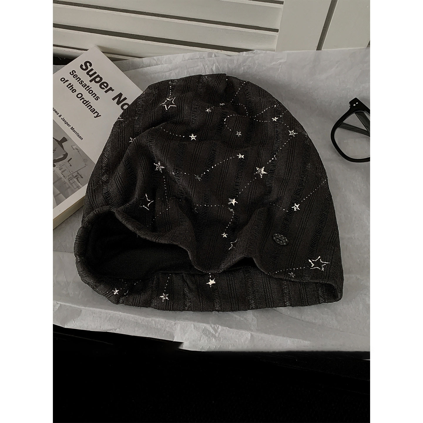 复古废土风星星堆堆帽女显脸小