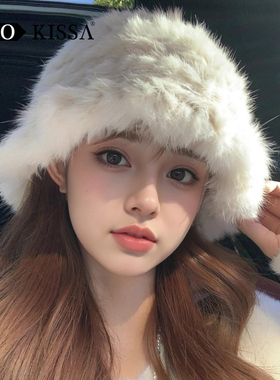 毛线帽显脸小护耳毛绒渔夫帽