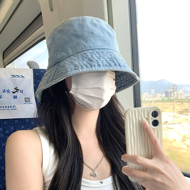日系牛仔渔夫帽女大檐防晒显脸小