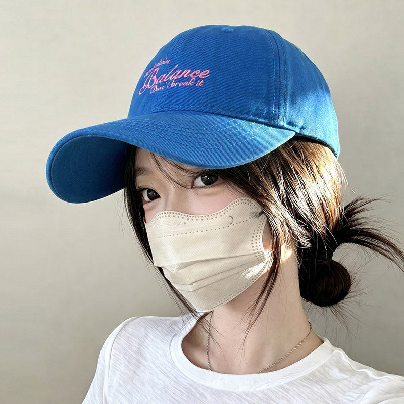 克莱因蓝刺绣棒球帽女新款大头围帽子加大加深百搭显脸小鸭舌帽男