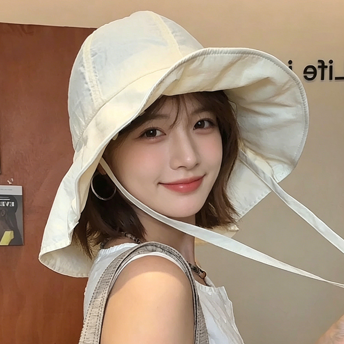 日系蝴蝶结渔夫帽女可折叠防晒