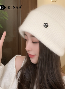 日系可爱白色毛线帽加厚保暖冷帽