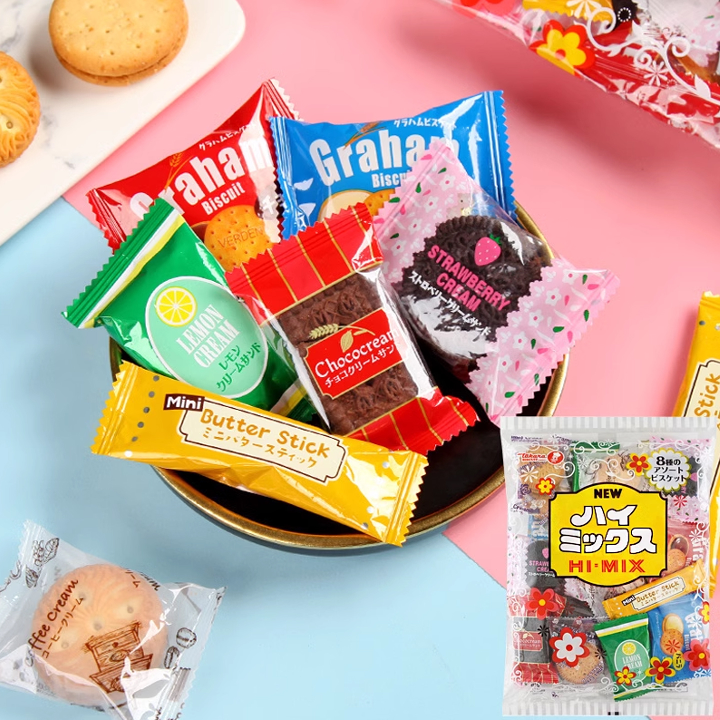 日本进口宝制果什锦巧克力夹心饼干牛奶曲奇网红爆款休闲小零食