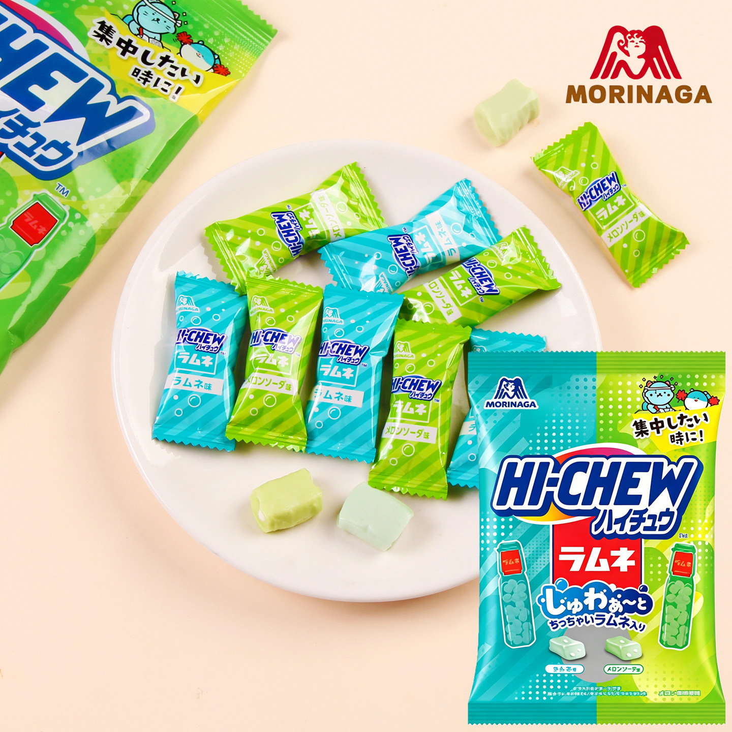 日本进口森永嗨啾果汁软糖波子汽水味哈密瓜混合水果休闲小零食