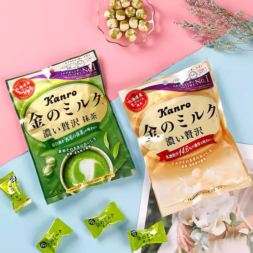日本进口甘乐抹茶特浓牛奶糖