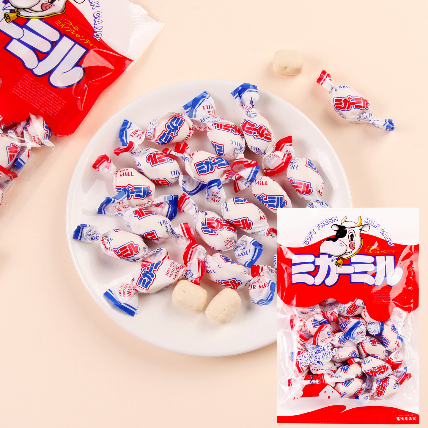 日本进口富士屋牛奶糖软糖浓厚牛乳味糖果牛轧拉丝口感休闲小零食