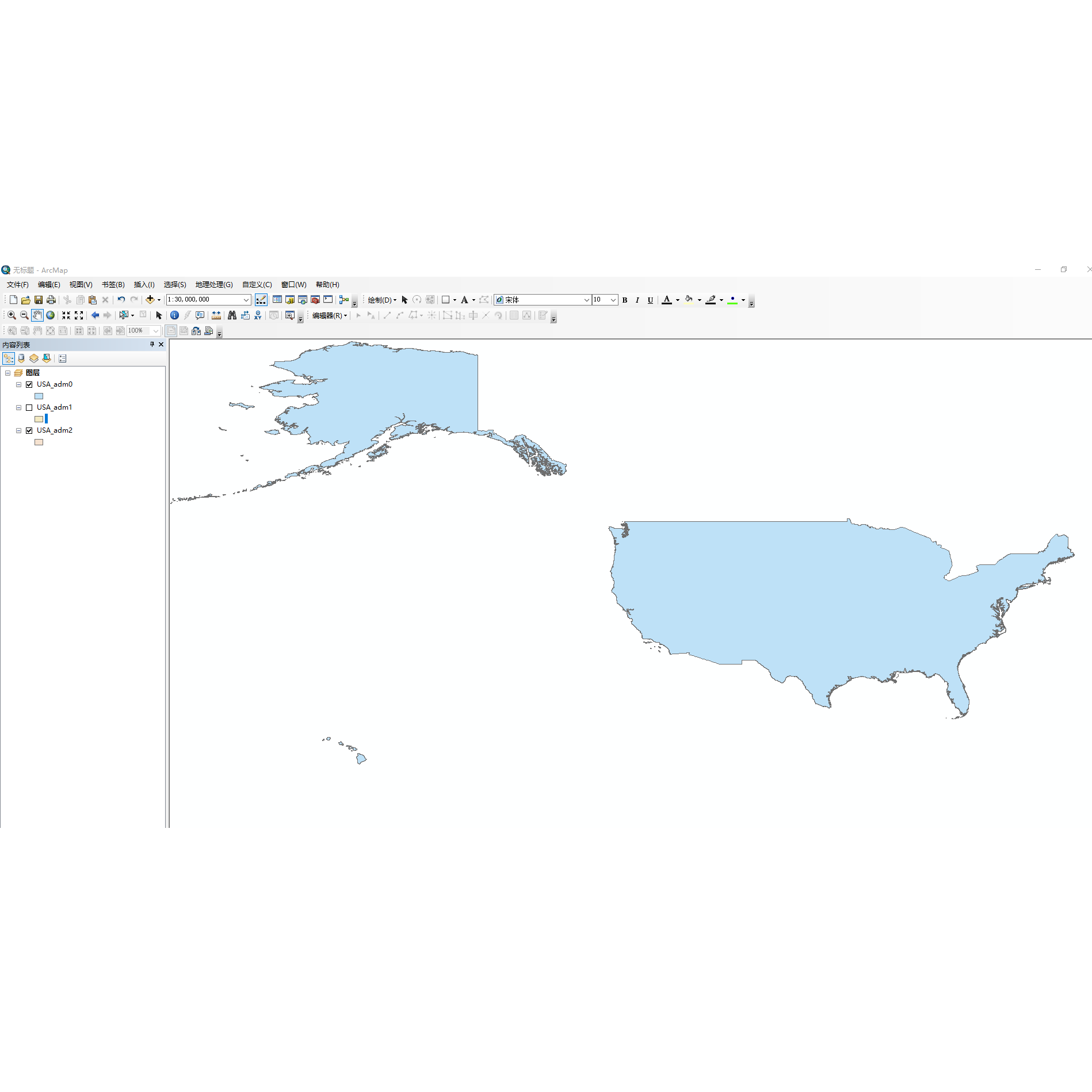 America美国国家边界/州界/县界shp格式/ArcGIS可打开使用/QGIS