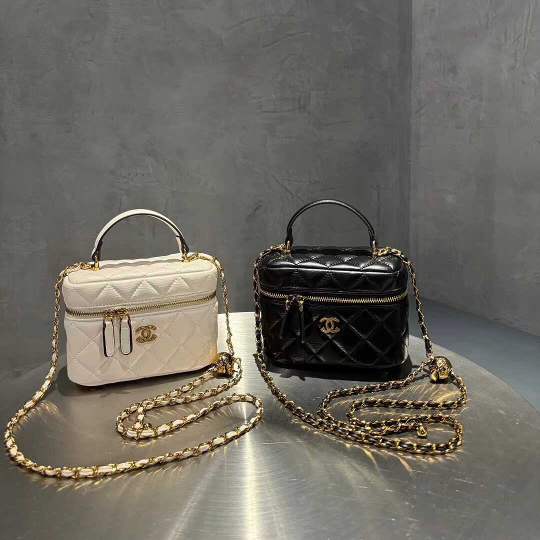 大牌真皮小香风菱格链条包新款盒子包手提包女包单肩包百搭斜挎包