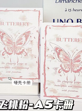 蝶飞桃粉卡册ins高颜值活页四宫格A5加硬外壳3寸小卡片收纳册相册