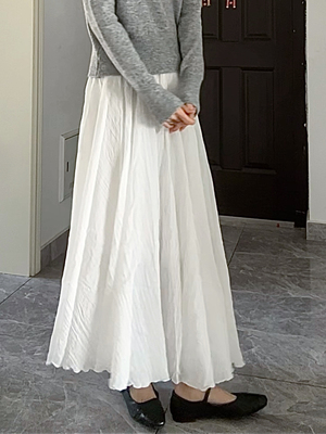 十羽未匀2.18 温柔风冰丝棉麻半身裙女显瘦垂感大摆A字百褶裙子