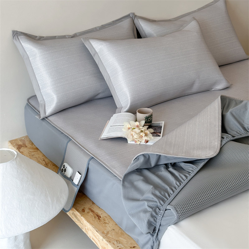 轻奢牛奶冰丝席可爱纯色冰藤席床笠夏天空调软席1.5m1.8米床夏凉