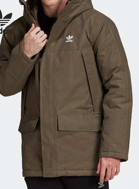 Adidas/阿迪达斯正品三叶草男子连帽保暖冬季运动棉服 ED5835