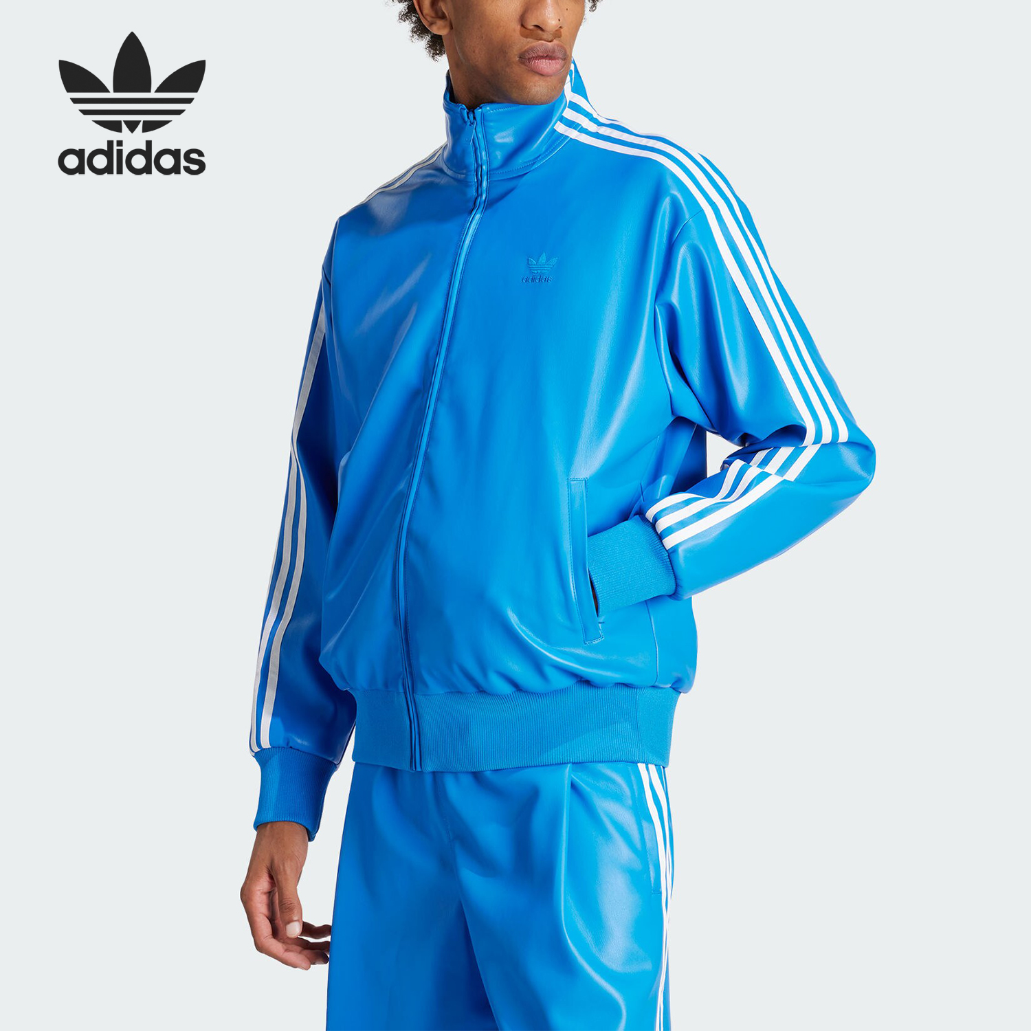 阿迪达斯运动宽松仿皮夹克外套