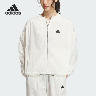 女士防晒UPF50 Adidas 阿迪达斯正品 新款 连帽夹克外套IM8837