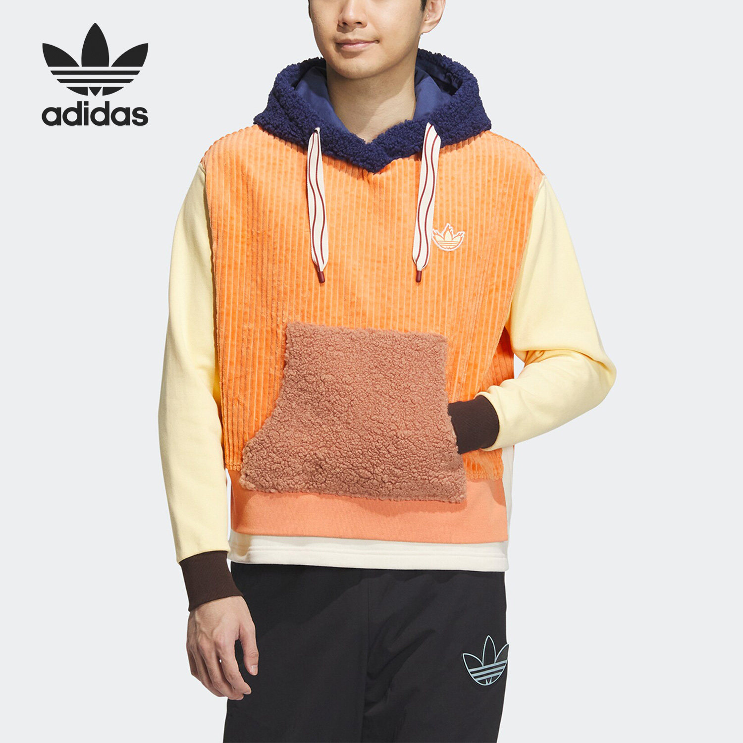 adidas/阿迪达斯正品三叶草新年款情侣运动连帽卫衣hy7255