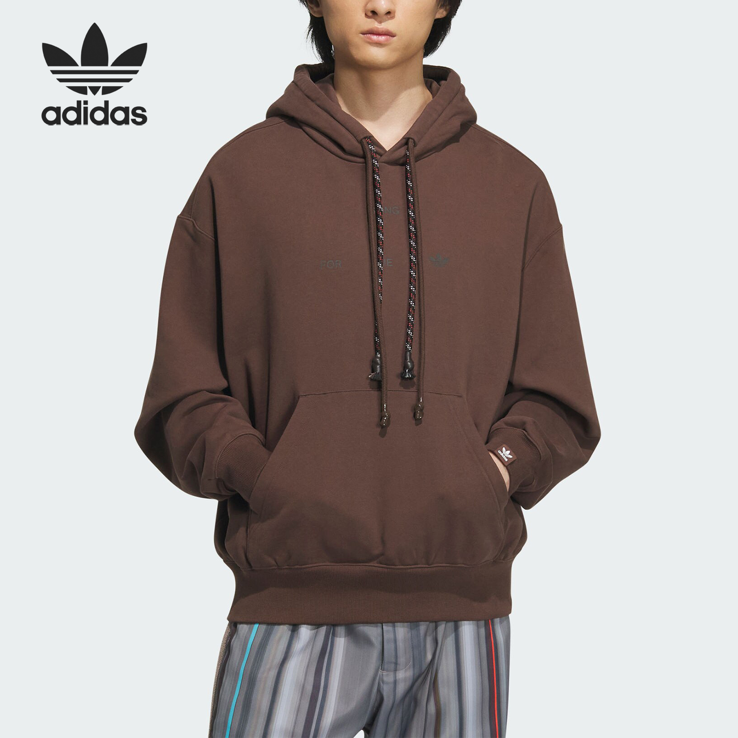 阿迪达斯运动宽松连帽卫衣套头衫