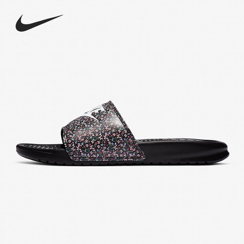 Nike/耐克正品 WMNS BENASSI JDI 女子黑白花卉沙滩凉拖鞋 618919